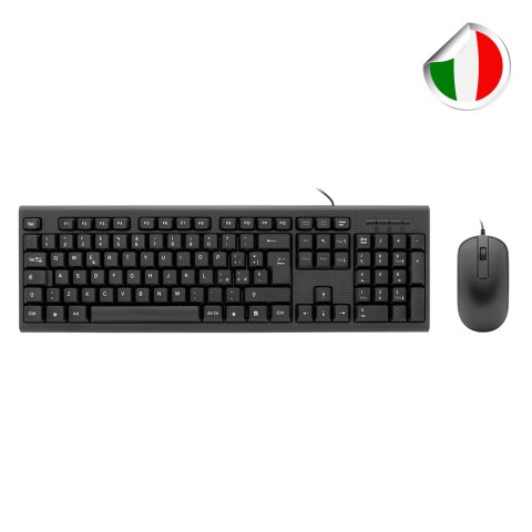 (km0) Teclado Y Mouse Coolbox Color Negro Resistente A Salpicaduras 1000dpi Italiano Cash30