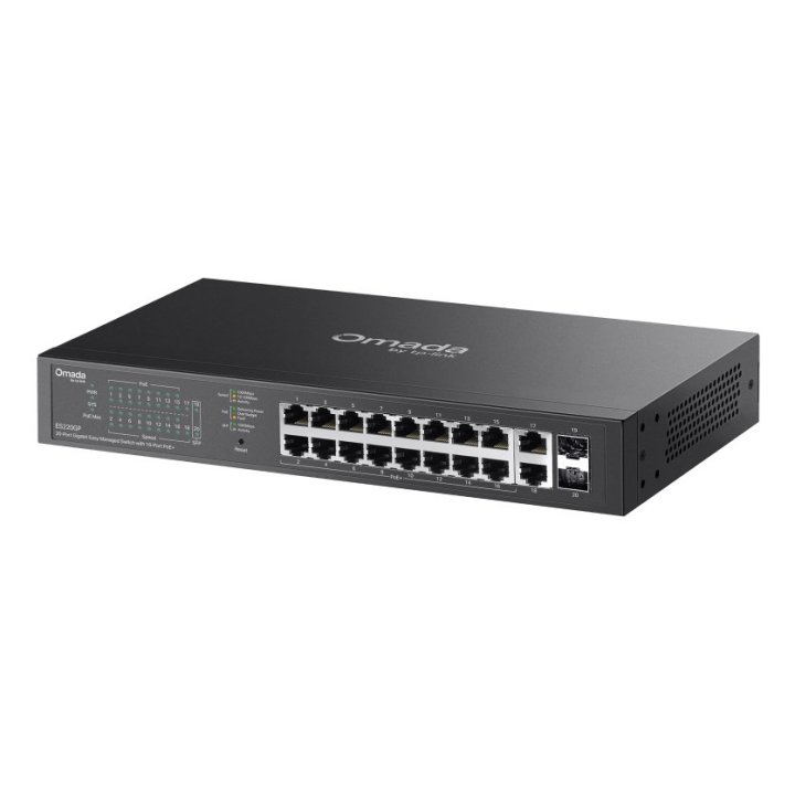 Switch Semigestionable Tp-link Omada Es220gp Gigabit 16xpoe+ 2xrj45 2xsfp 150w Fanless Rack