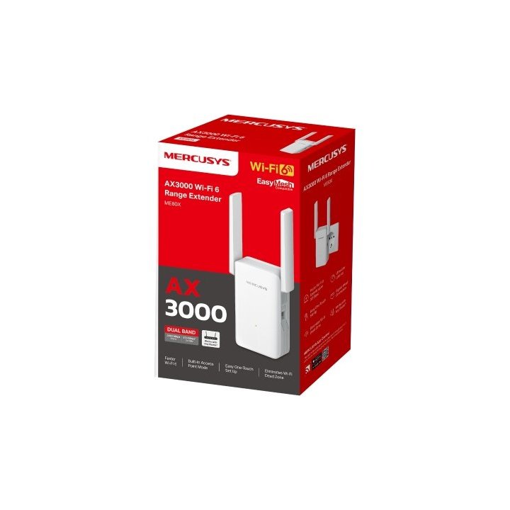 Range Extender Wifi 6 Mercusys Me80x Ax3000 1xrj45 Gb Easymesh