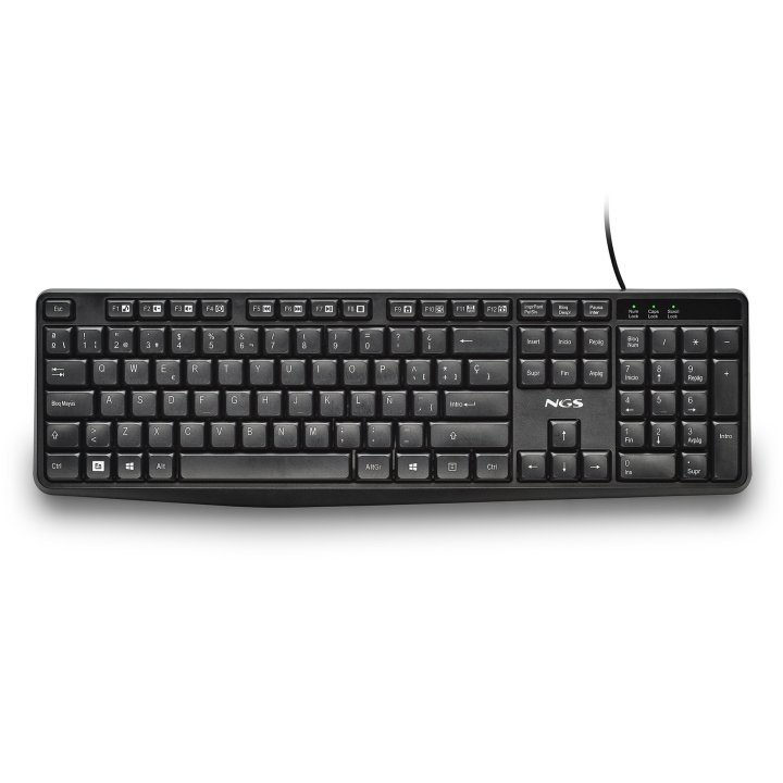 Teclado Ngs Funky V4 Cable Usb-a 104 Teclas Silenciosas Resistente A Derrames Color Negro