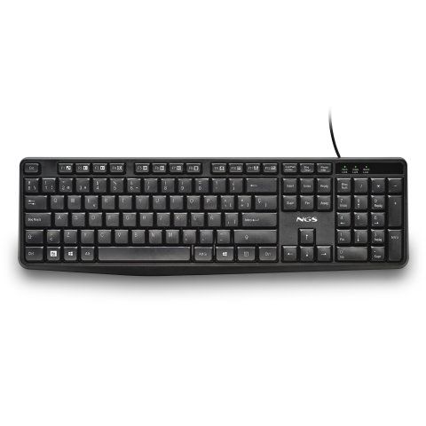 Teclado Ngs Funky V4 Cable Usb-a 104 Teclas Silenciosas Resistente A Derrames Color Negro
