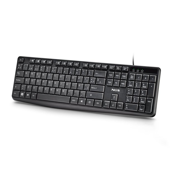Teclado Ngs Funky V4 Cable Usb-a 104 Teclas Silenciosas Resistente A Derrames Color Negro