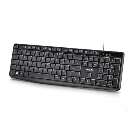 Teclado Ngs Funky V4 Cable Usb-a 104 Teclas Silenciosas Resistente A Derrames Color Negro