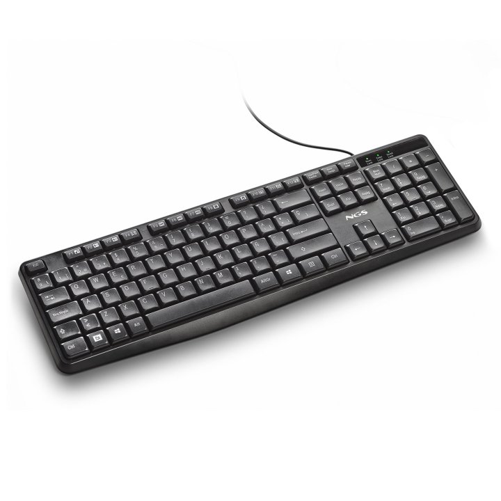 Teclado Ngs Funky V4 Cable Usb-a 104 Teclas Silenciosas Resistente A Derrames Color Negro