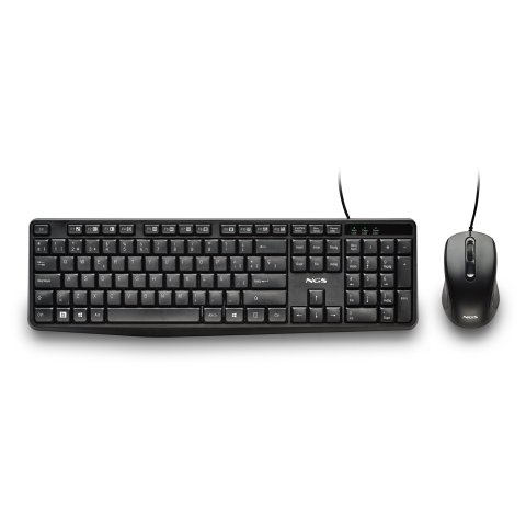 Teclado Y Mouse Ngs Cocoa Kit V2 Usb 1000dpi 12 Teclas Multimedia Diseño Resistente Derrames Negro