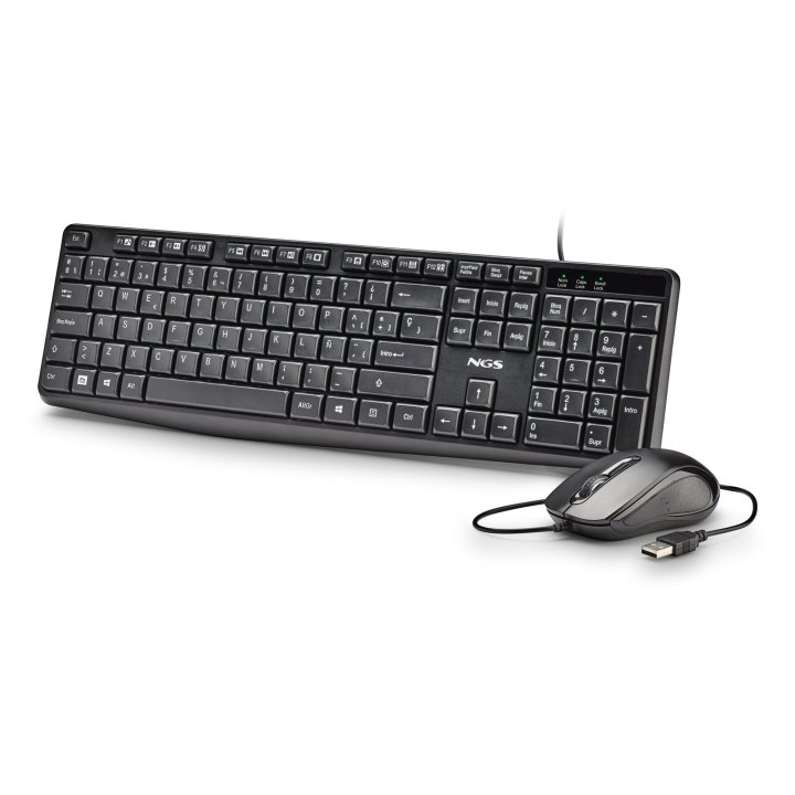 Teclado Y Mouse Ngs Cocoa Kit V2 Usb 1000dpi 12 Teclas Multimedia Diseño Resistente Derrames Negro