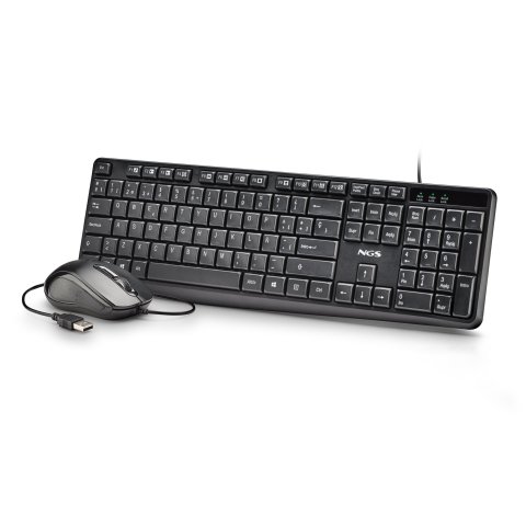 Teclado Y Mouse Ngs Cocoa Kit V2 Usb 1000dpi 12 Teclas Multimedia Diseño Resistente Derrames Negro
