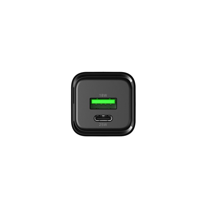 Cargador Usb Gan Coolbox 25w 1xusb-c 1xusb-a Pd Qc3.0 Negro