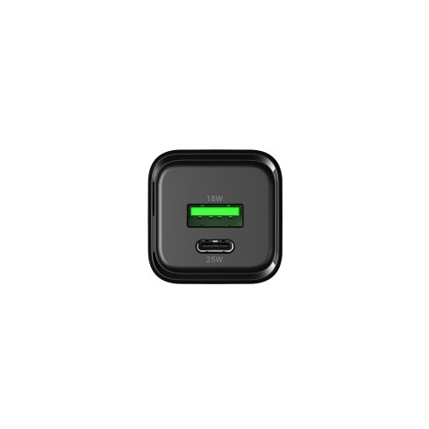 Cargador Usb Gan Coolbox 25w 1xusb-c 1xusb-a Pd Qc3.0 Negro