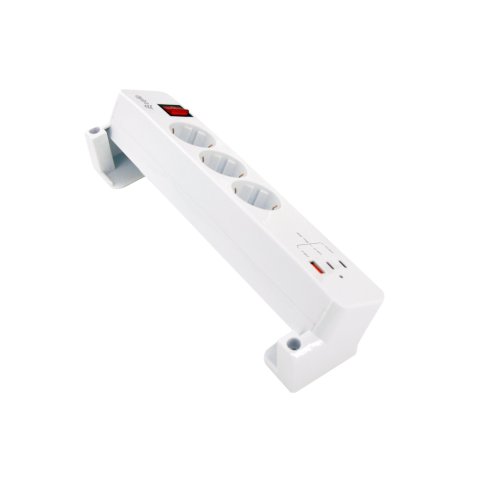 Regleta Alimentacion Equip 245556 Con Abrazadera 3 Tomas Schuko 2xusb-c 1xusb-a 20w Blanco