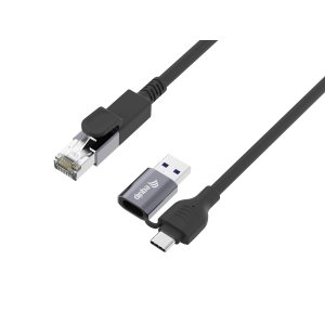 Cable Adaptador De Red Equip Usb-c + A A Rj45 Gigabit Lan 3.0m Negro