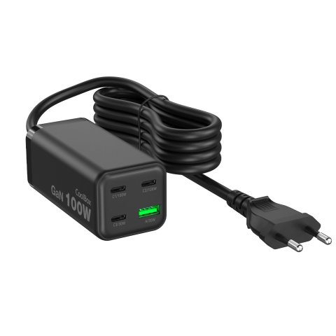 Cargador Usb Gan Coolbox Chargemaster 4 Pro 100w 3xusb-c 1xusb-a Pd Qc4+ 100w Negro