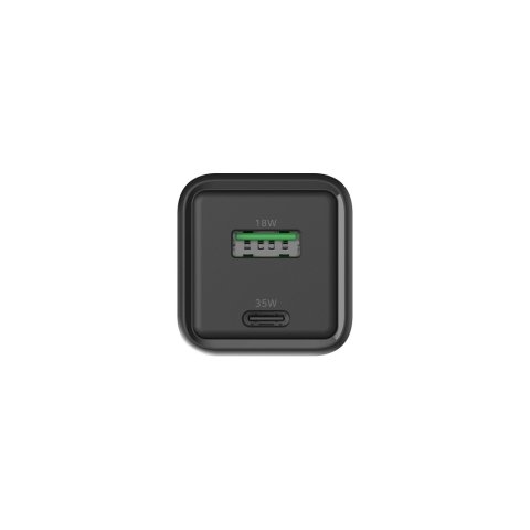 Cargador Usb Gan Coolbox 35w 1xusb-c 1xusb-a Pd Qc3.0 35w Negro