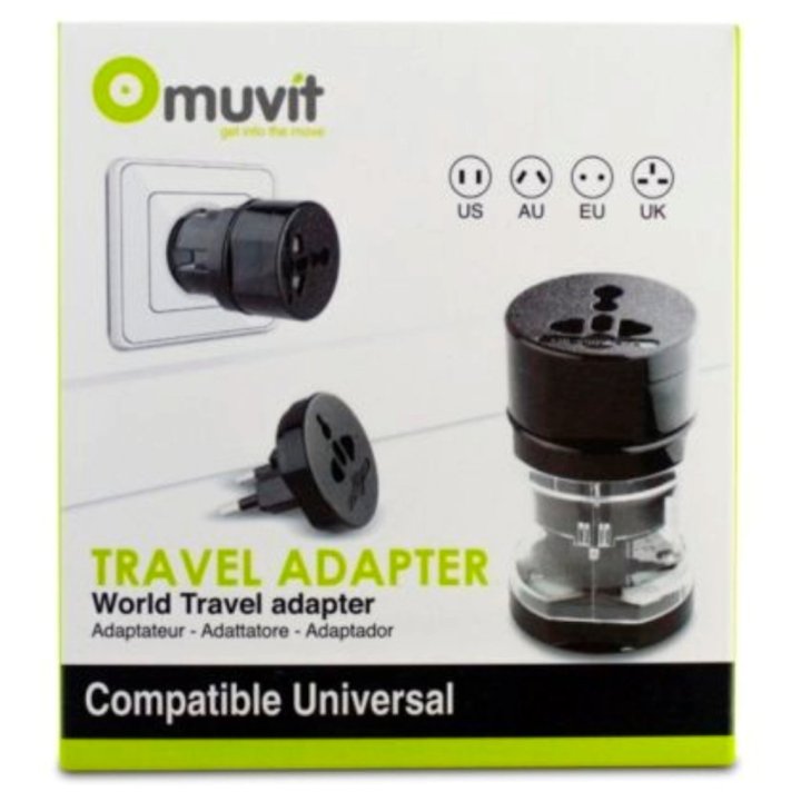 Adaptador De Viaje Muvit Para Enchufes Eu Us Au Uk