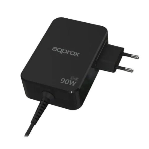 Cargador Usb Gan Approx 90w Cable Usb-c Soldado 1.8m Pd Color Negro