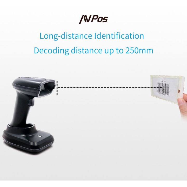 Scanner Codigo De Barras Avpos Bt230 Inalambrico 1d 2d Qr Conexion Usb Bt 2.4ghz Con Base Negro