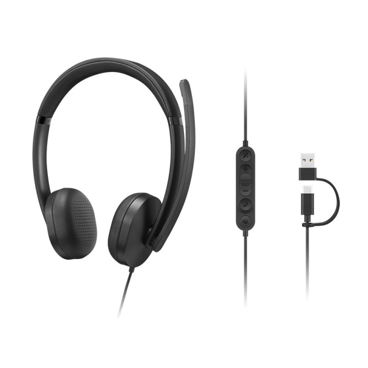 Headset Lenovo Wired Voip Headset 5000 Negro Con Microfono Usb-c Usb-a Teams