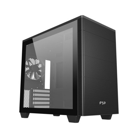Caja Micro Atx Fsp Cst360 Frontal Rejilla Disipador Max 165mm Gpu Max 370mm Negro