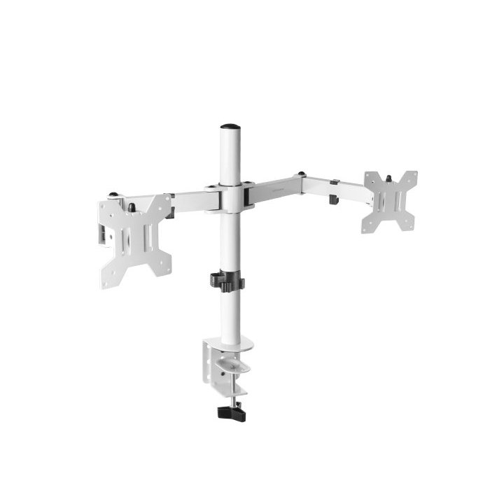 Soporte De Mesa Mars Gaming Marm2w Para 2 Pantalas De 13" A 27" Max 8kg 75x75 Y 100x100 Color Blanco