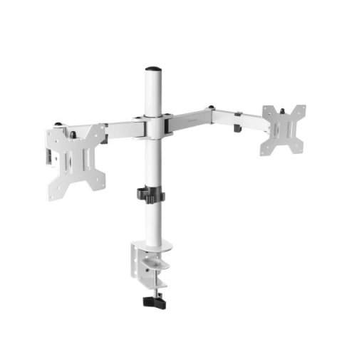 Soporte De Mesa Mars Gaming Marm2w Para 2 Pantalas De 13" A 27" Max 8kg 75x75 Y 100x100 Color Blanco