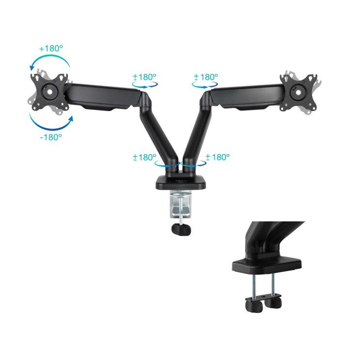 Soporte De Mesa Tooq Db5132tnr-b Para 2 Pantallas 17" A 32" Max 9kg Vesa 75x75 Y 100x100 Engro