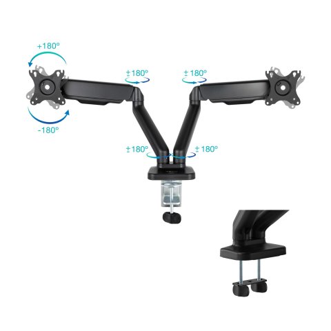 Soporte De Mesa Tooq Db5132tnr-b Para 2 Pantallas 17" A 32" Max 9kg Vesa 75x75 Y 100x100 Engro