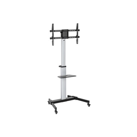 Soporte De Suelo Con Ruedas Equip Para Pantallas De 37-86" Color Plata Con Estante Max. Vesa 600x400