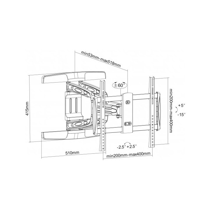 Soporte De Pared Orientable Equip Para Pantalla De 32"- 55" Inclinable 5âº-15âº Giratorio 120âº Max 50 Kgs Vesa Max. 400x400 