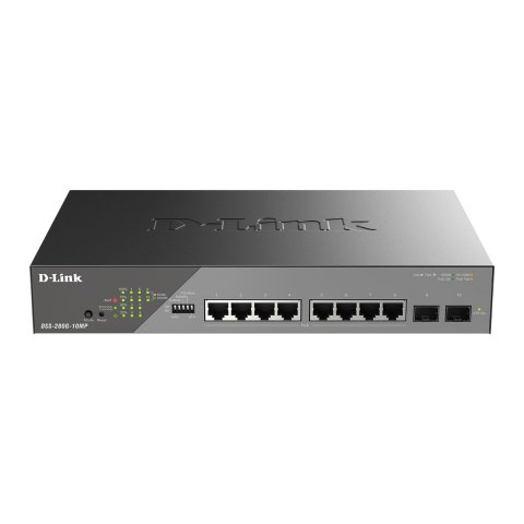 Switch Gestionable D-link Dss-200g-10mp e Poe+ Poe++ 90w 8x10 100 1000 Mbps + 2g Sfp (onvif - Vlan - Erps - Port Trunking )