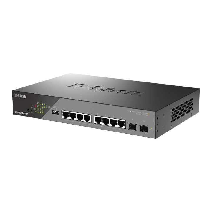 Switch Gestionable D-link Dss-200g-10mp e Poe+ Poe++ 90w 8x10 100 1000 Mbps + 2g Sfp (onvif - Vlan - Erps - Port Trunking )