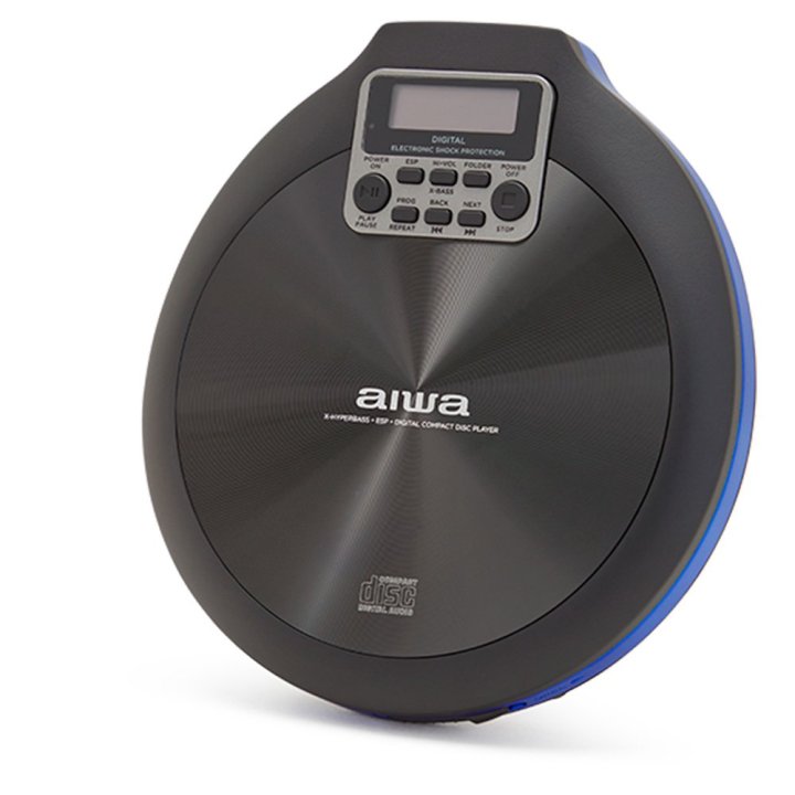 Cd Portatil Aiwa Pcd-810rd X-hyperbass System Lector Cd cdr mp3 Bateria Recargable Por Usb Color Negro azul