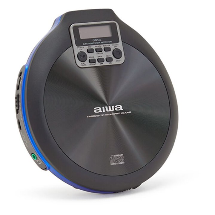 Cd Portatil Aiwa Pcd-810rd X-hyperbass System Lector Cd cdr mp3 Bateria Recargable Por Usb Color Negro azul