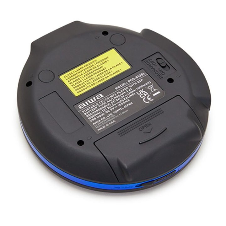 Cd Portatil Aiwa Pcd-810rd X-hyperbass System Lector Cd cdr mp3 Bateria Recargable Por Usb Color Negro azul