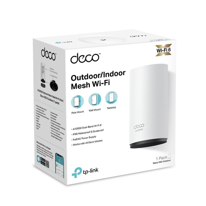 Punto De Acceso Exterior Mesh Wifi 6 Tp-link Deco X50 Outdoor Pack 1u Ax3000 Ristencia Ip65 Poe
