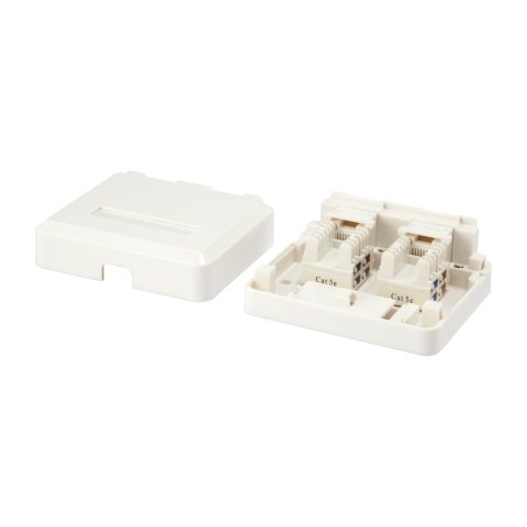 Roseta De Superficie 2 Puertos Para Conectores Keystone ( No Incluye Conectores) Color Blanco