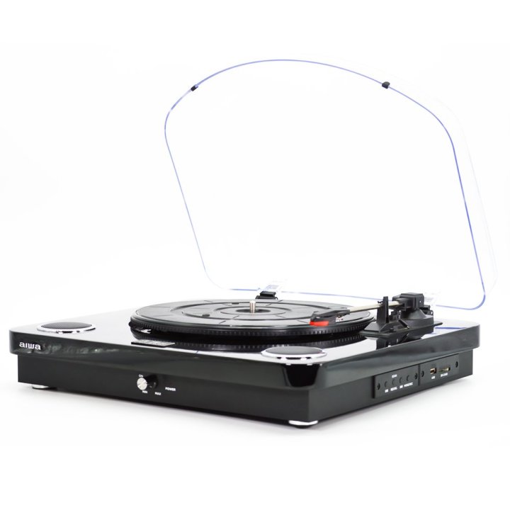Tocadiscos Bluetooth Aiwa Gbtur-120v3 Black Bt5.0 + Edr Plato 27.5cm Tres Velocidades 33, 45, 78 Rpmlector Grabador Usb sd Ra