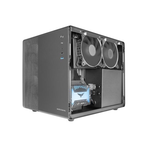 Caja Microatx Cube Gaming Mars Gaming Mcm Pro Black Frontal Mesh Diseño Cube 3xventiladores 120mm Rgb Lateral De Cristal Temp