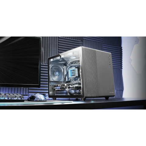 Caja Microatx Cube Gaming Mars Gaming Mcm Pro Black Frontal Mesh Diseño Cube 3xventiladores 120mm Rgb Lateral De Cristal Temp