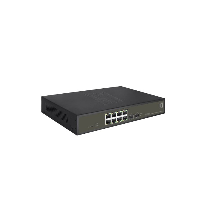 Switch Semigestionable Level One Hilbert 8p Poe 10 100 1000 130w +2p Sfp 10 100 1000 Carcasa Metalica