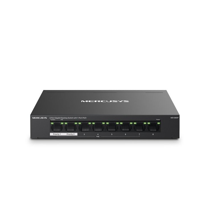 Switch Poe+ No Gestionable Mercusys Ms108gp 8p 10 100 1000 7p Poe+ 65w Ethernet Mini Desktop