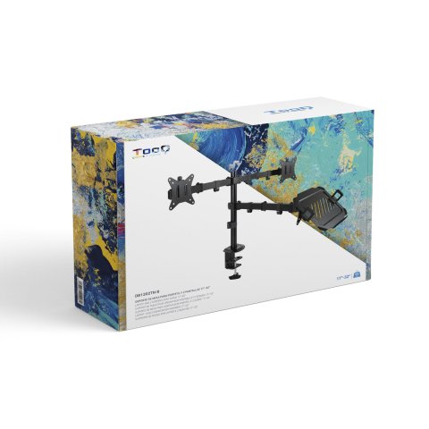 Soporte De Mesa Tooq Db1202tn-b Para Portatil Y 2 Pantallas 17"-32" Gira Incli 3 Brazos Negro