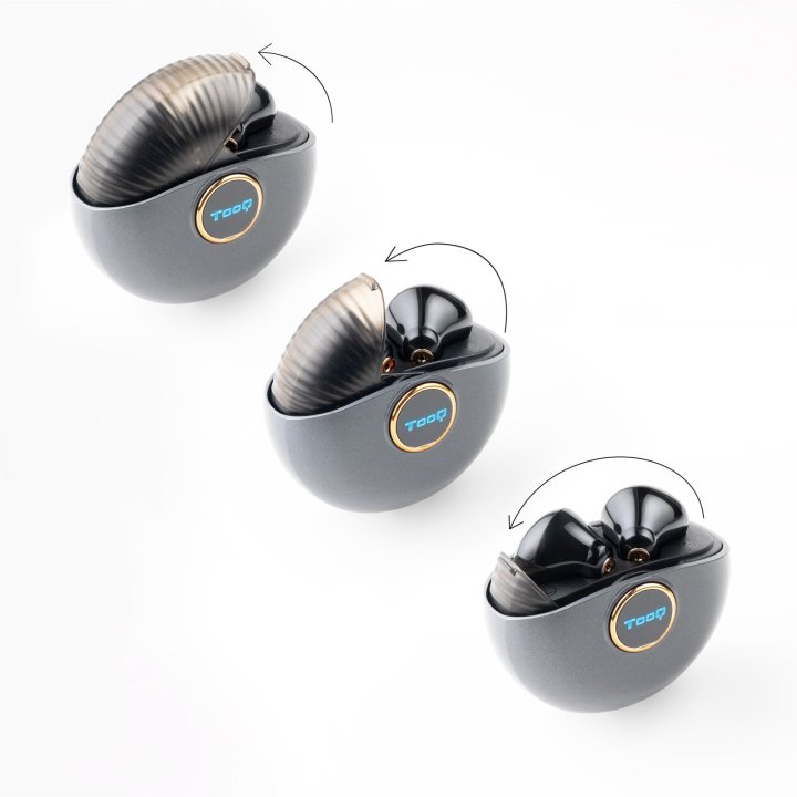 Auricular Intrauditivo Bluetooth Tooq Tqbwh-0060g Snail Bt5,3 Caja De Carga Gris