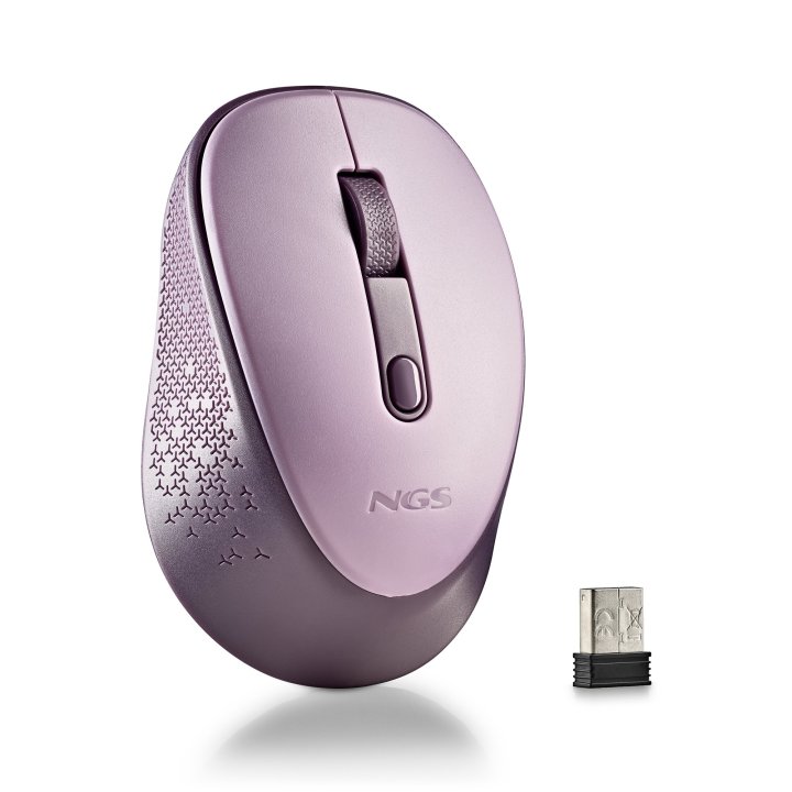 Mouse Ngs Wireless Dew Lilac Con Nano Receptor-800 1600 Dpi 2,4 Ghz Lila