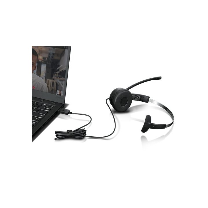 Headset Usb Lenovo 100 Mono Color Negro