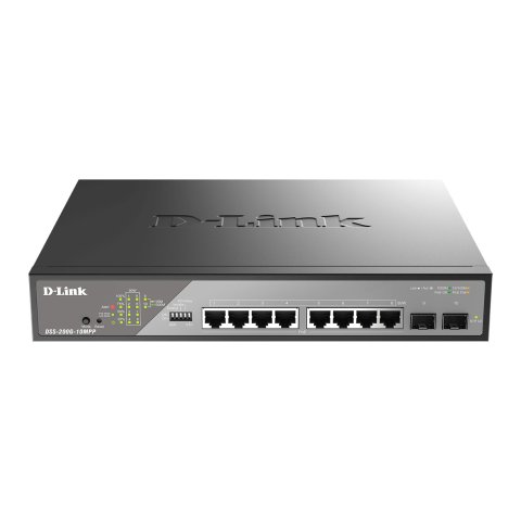 Switch Gestionable D-link Dss-200g-10mpp e Poe+ Poe++ 90w puerto  8x10 100 1000 Mbps + 2g Sfp