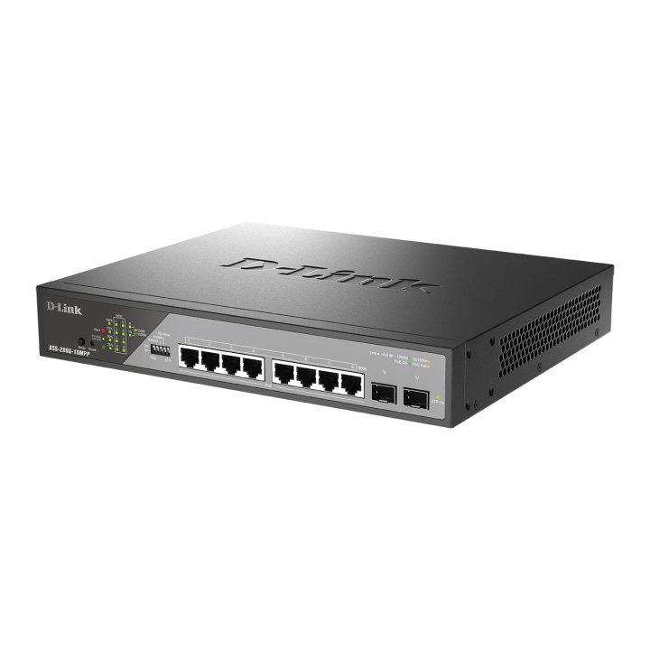 Switch Gestionable D-link Dss-200g-10mpp e Poe+ Poe++ 90w puerto  8x10 100 1000 Mbps + 2g Sfp