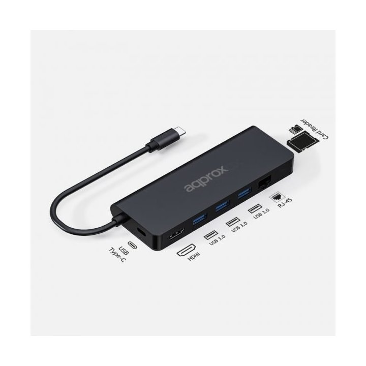 Docking Usb-c Approx Appc53 A 1xhdmi 4k 3xusb-a 3.0 1xlector Tarjetas Sd microsd 1xusb-c Pd 100w