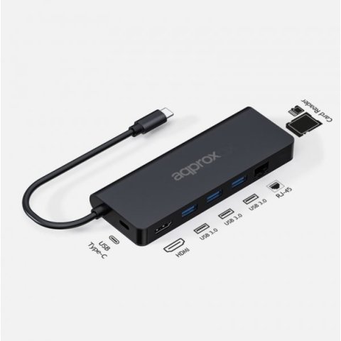 Docking Usb-c Approx Appc53 A 1xhdmi 4k 3xusb-a 3.0 1xlector Tarjetas Sd microsd 1xusb-c Pd 100w