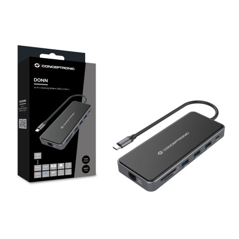 Docking Usb-c Conceptronic Donn15g 2xhdmi 1xvga 1xusb-c 2xusb-a 3.0 1xusb-a 2.0 1xjack 1x1gb Rj45 1xlector De Tarjetas