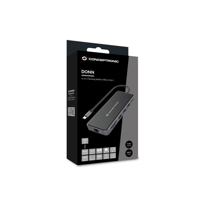 Docking Usb-c Conceptronic Donn15g 2xhdmi 1xvga 1xusb-c 2xusb-a 3.0 1xusb-a 2.0 1xjack 1x1gb Rj45 1xlector De Tarjetas